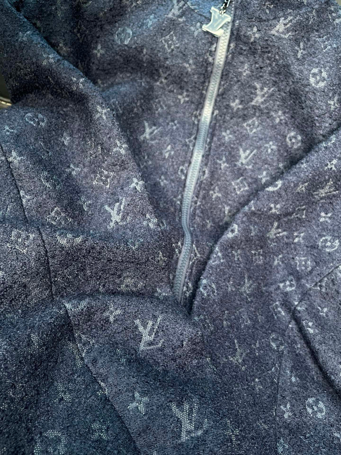 Louis Vuitton Monogram Sheep's Wool And Tweed Zip-up Belted Jacket #96733