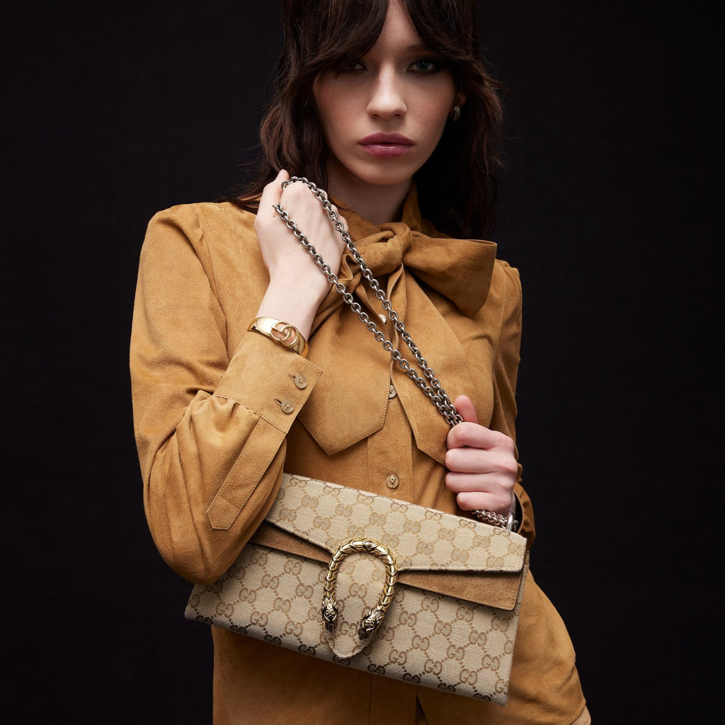 GUCCI Dionysus Medium Shoulder Bag GG Canvas #383686