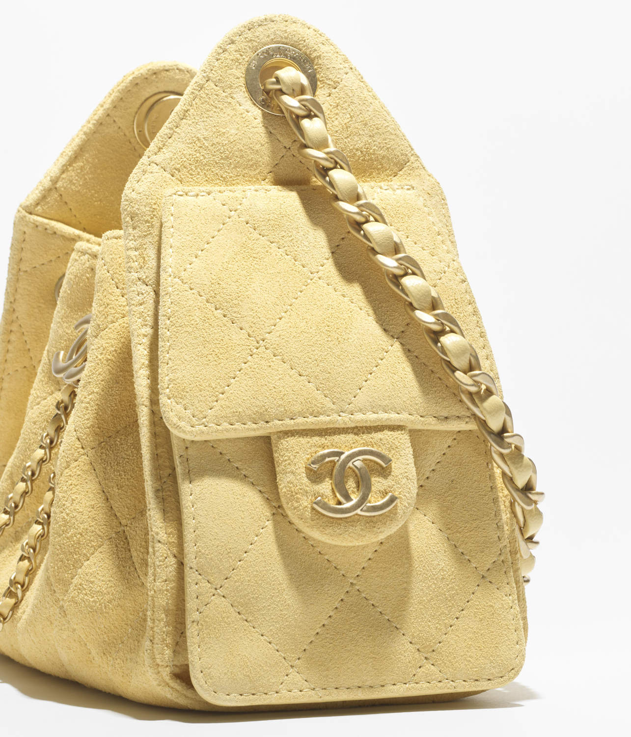 Chanel 25 Women's Mini Bag Suede-Effect Calfskin And Gold-Tone Metal Yellow #332928