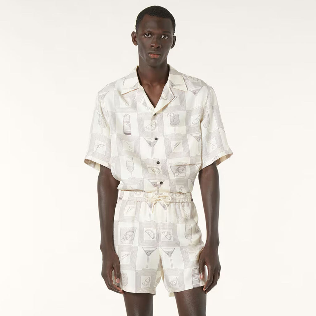 Loro Piana Federico Men's Spring Summer Printed Lapel Single Breasted Shirt Loose Straight Casual Pants Ngvp #1722