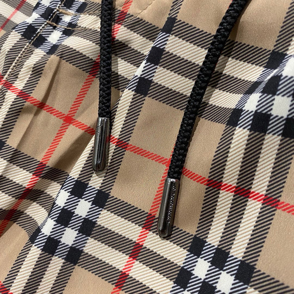 Burberry Men's Summer Check Drawstring Cinch Band Polyester Casual Shorts #76756