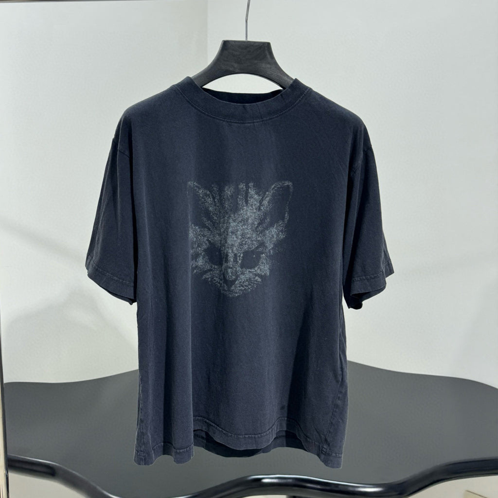 Balenciaga Men's Women's  Winter New Kittycat Medium Fit T-shirt Spring Summer Fashion Black And White Printed Round Neck Short Sleeve Casual T-shirt Ngvp #2487