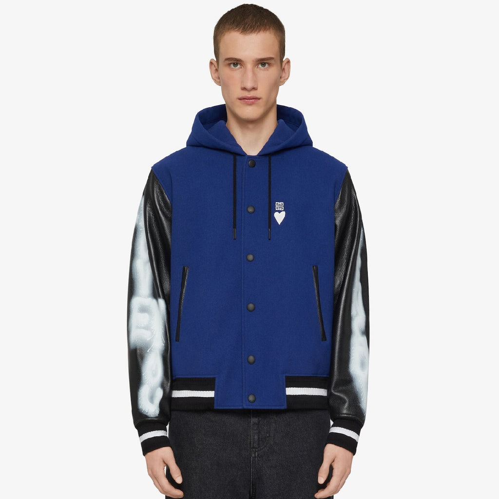 Givenchy Men's Spring And Autumn Fashion Casual Graffiti Colorblocking College Style Leather Baseball Clothing Wool Jacket Coat Ngvp #98226