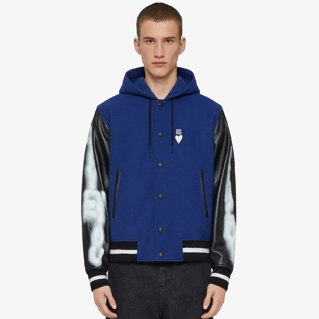Givenchy Men's Spring And Autumn Fashion Casual Graffiti Colorblocking College Style Leather Baseball Clothing Wool Jacket Coat Ngvp #98226