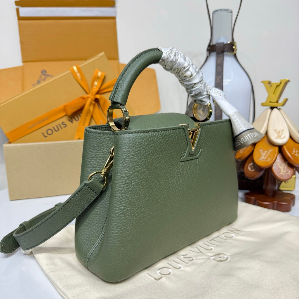 Louis Vuitton CAPUCINES BB Handbag M25474 Army Green Chip Capucines Small Handbag Taurillon Leather Monogram Floral Pattern Modern Clutch Tote Bag Crossbody Bag #195563