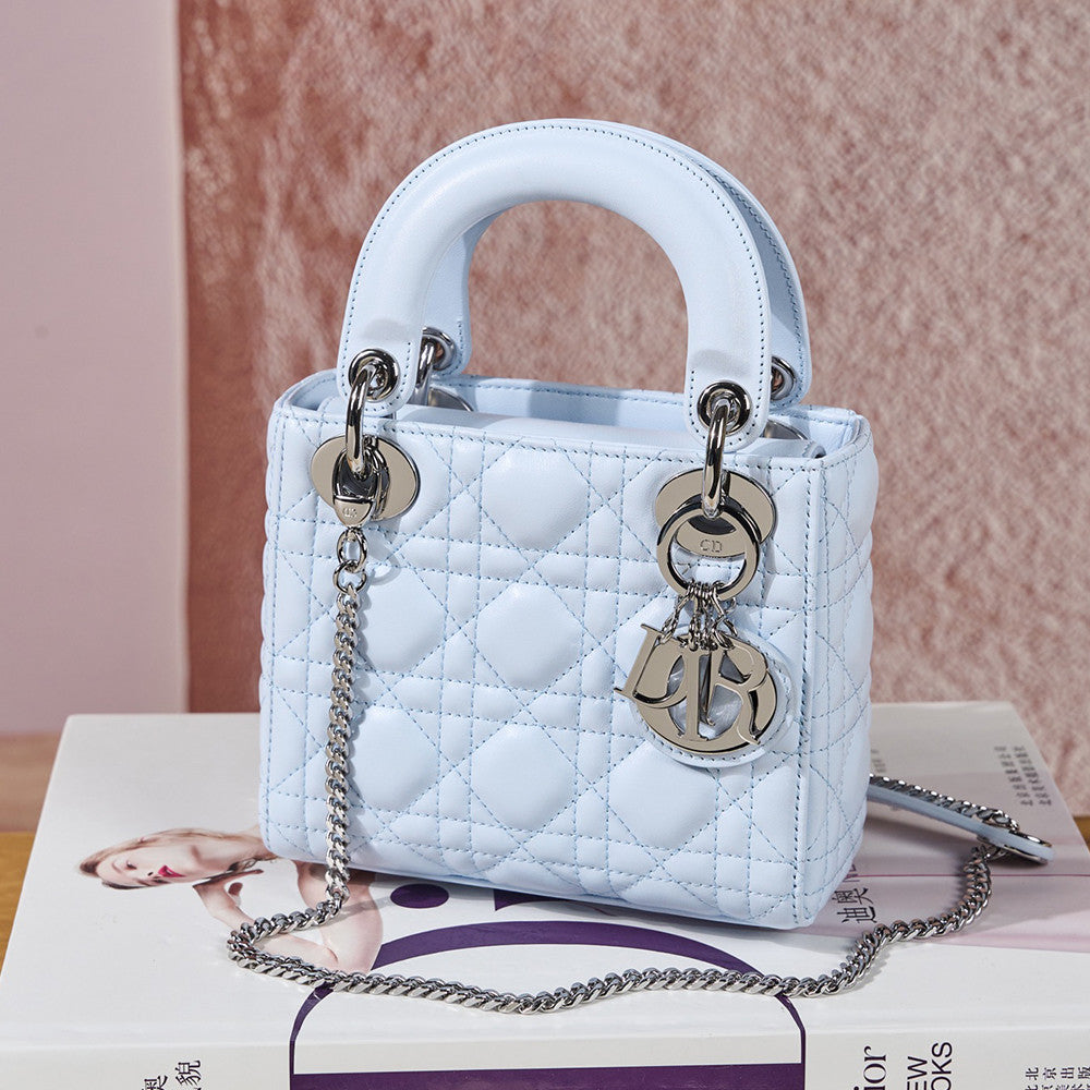 Dior Dior Lady Lambskin Cannage Quilted Metal Pendant Mini Bag #333088