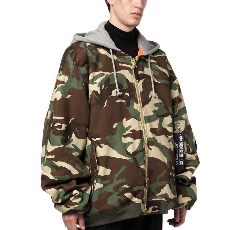 Vetements Men's Women's Fall And Winter Casual Fashion Printing Drawstring Zipper Hooded Reversible Jacket Jacket Ngvp #7443