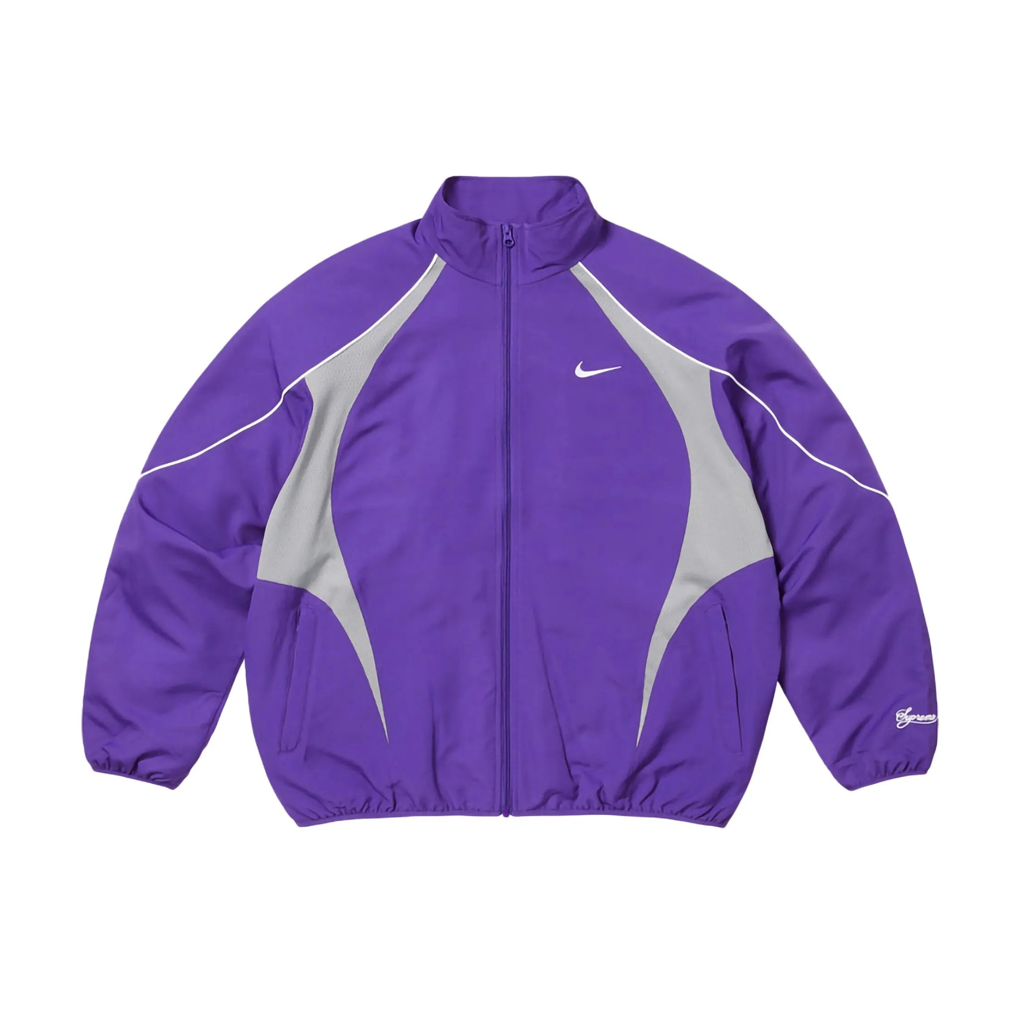 Supreme x Nike Men's Fashionable Cuff Embroidery Zipper Fitted Long-Sleeved Solid Color Sports Jacket Casual Striped Elastic Loose Sports Pants #81521