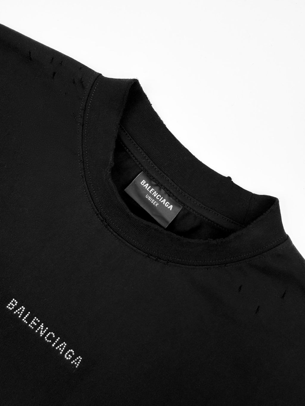 Balenciaga Men's Summer Hot Drill Logo Letter Print Black Cotton Short Sleeve T-Shirt #75455