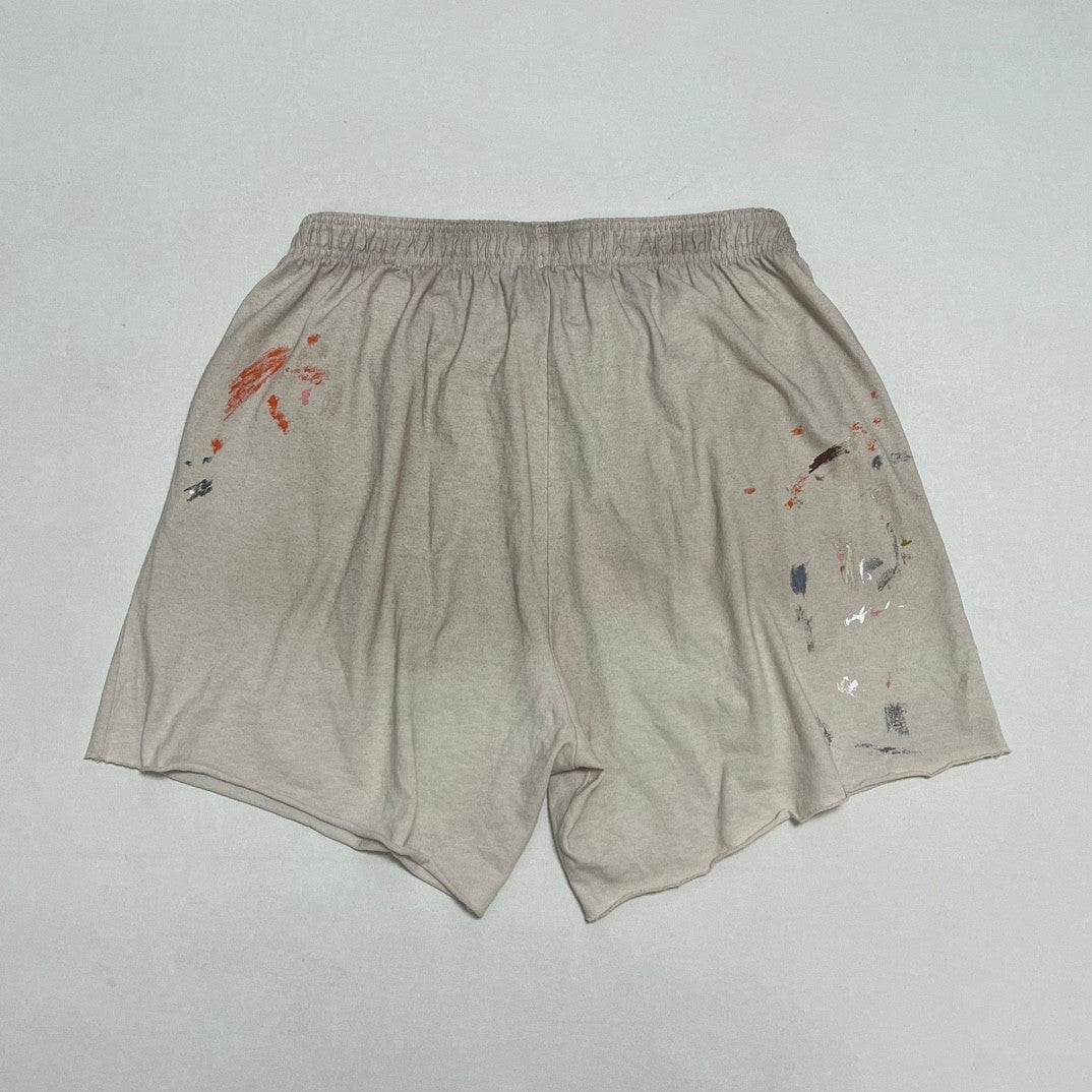 Gallery Dept Men's Summer Splash Pattern Letter Print Cotton Stretch Waist Tie Casual Shorts #77189