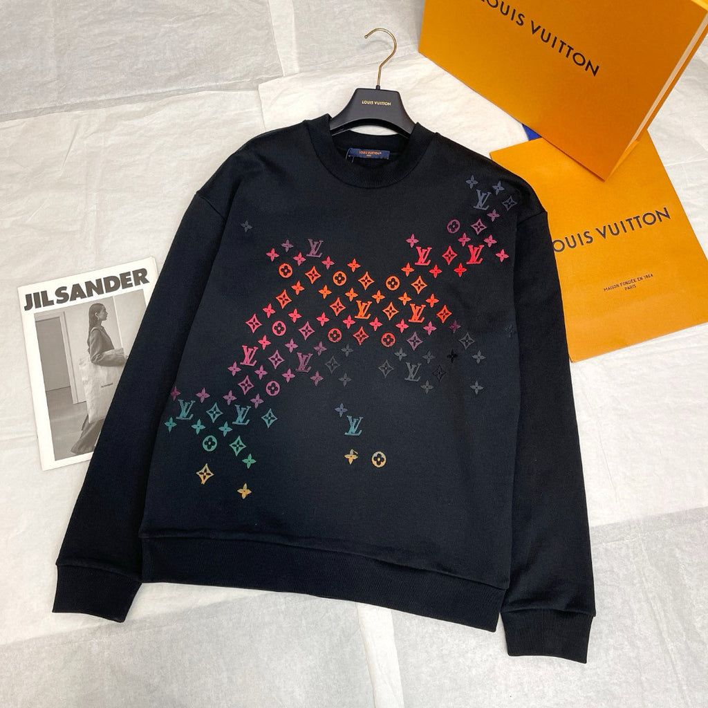 Louis Vuitton Men's Spring and Autumn Logo Embroidery Round Neck Cotton Pullover Sweatshirt #97951