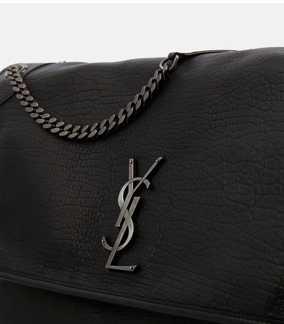 SAINT LAURENT Women's Monogram Logo Chain Grained Lambskin Niki Tote Vintage Black Oversized Bags #71456