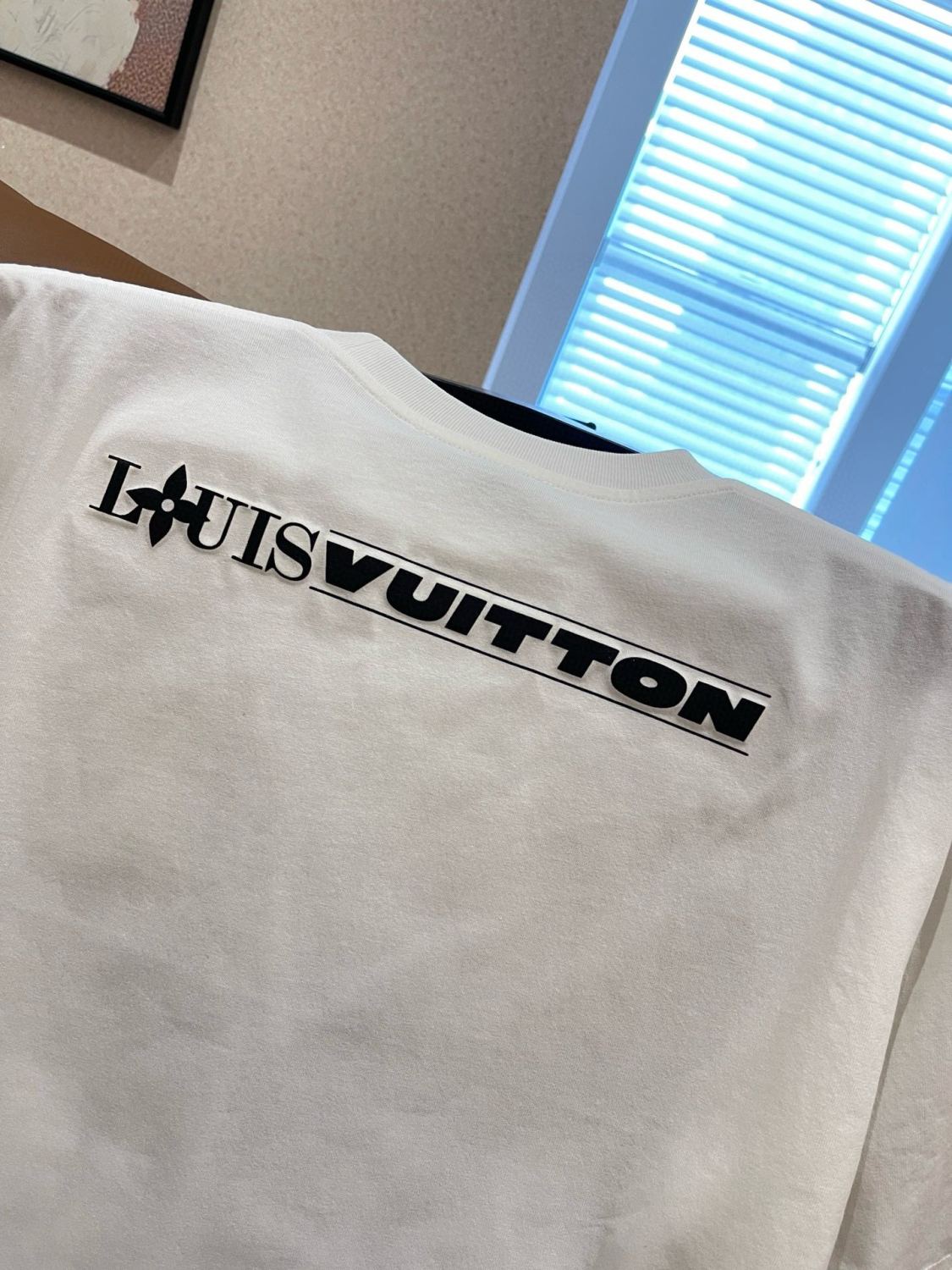 Louis Vuitton Men's Summer White Logo Embroidered Crew Neck Cotton Short Sleeve T-Shirt #72787