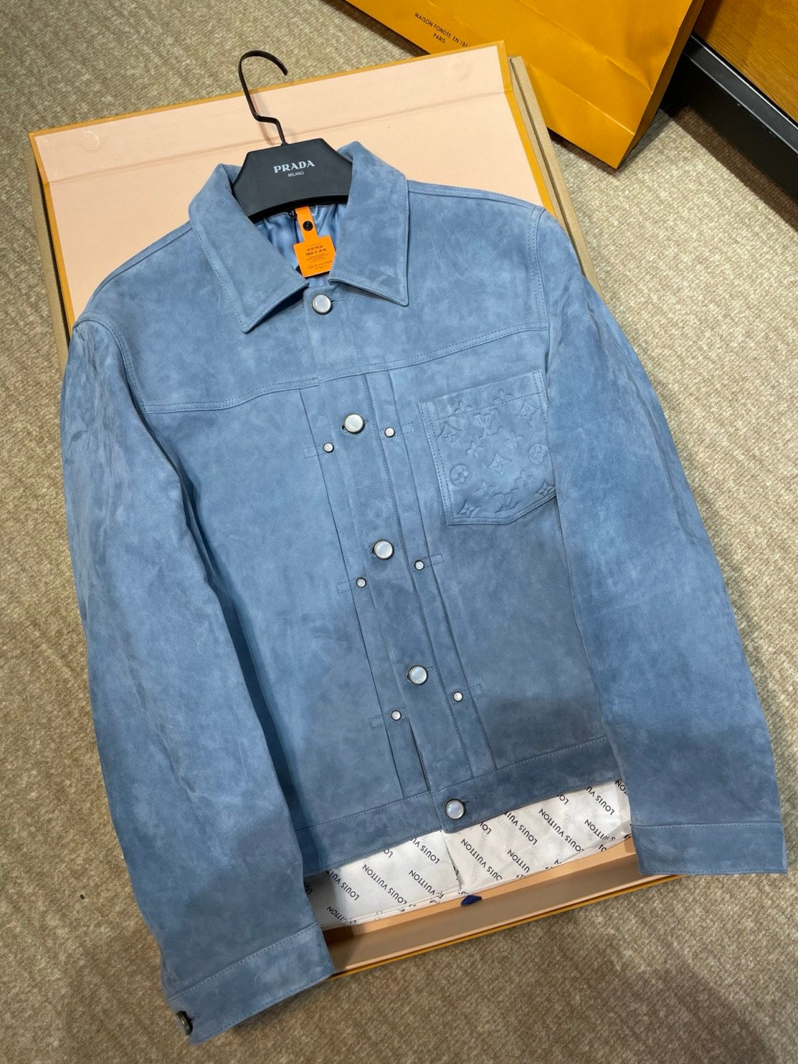 Louis Vuitton Suede Leather Type II Trucker Jacket #333592