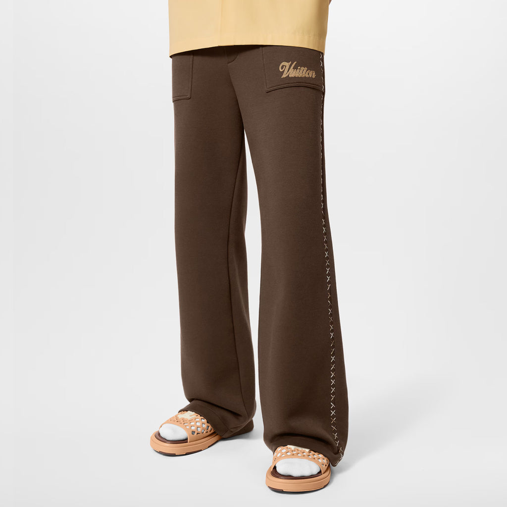 Louis Vuitton Men's Spring and Autumn Solid Color Letter Embroidery Drawstring Tie Loose Casual Pants #76137