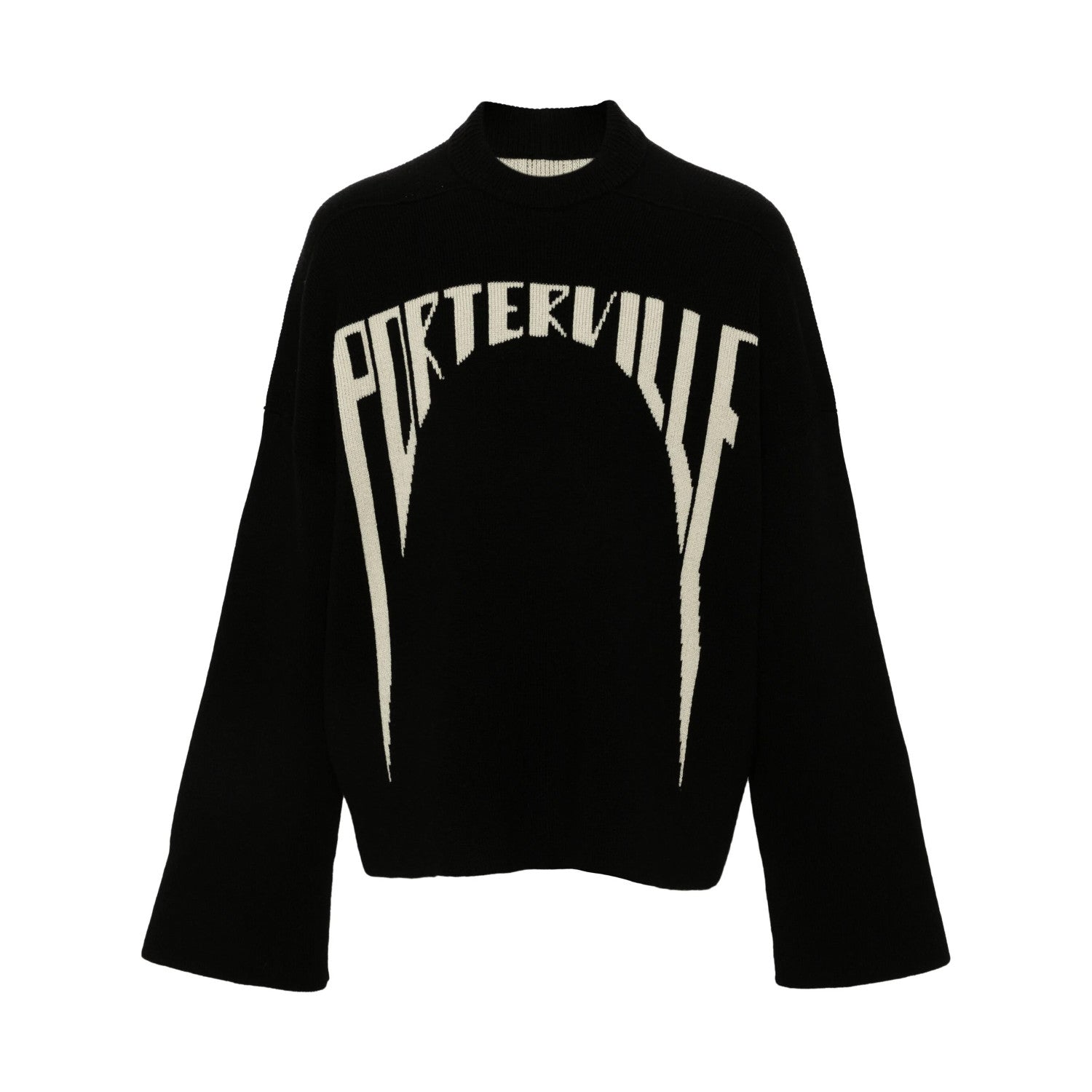 Rick Owens Men's Spring. Fall And Winter Half Turtleneck Letter Jacquard Black Knit Long Sleeve Wool Sweater Ngvp #9438