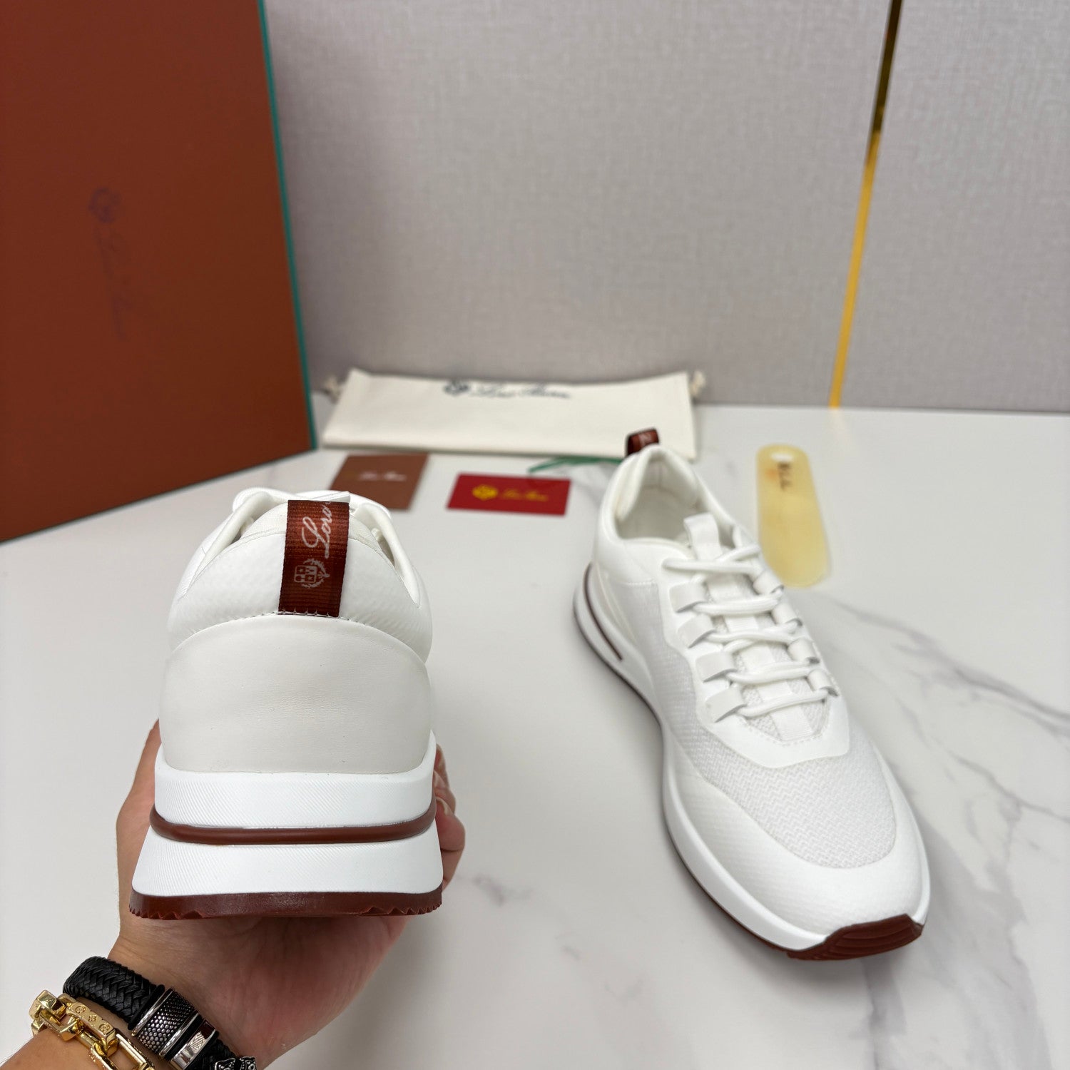 Loro Piana Week End Walk Mesh Cowhide Suede Casual Sneakers #381648