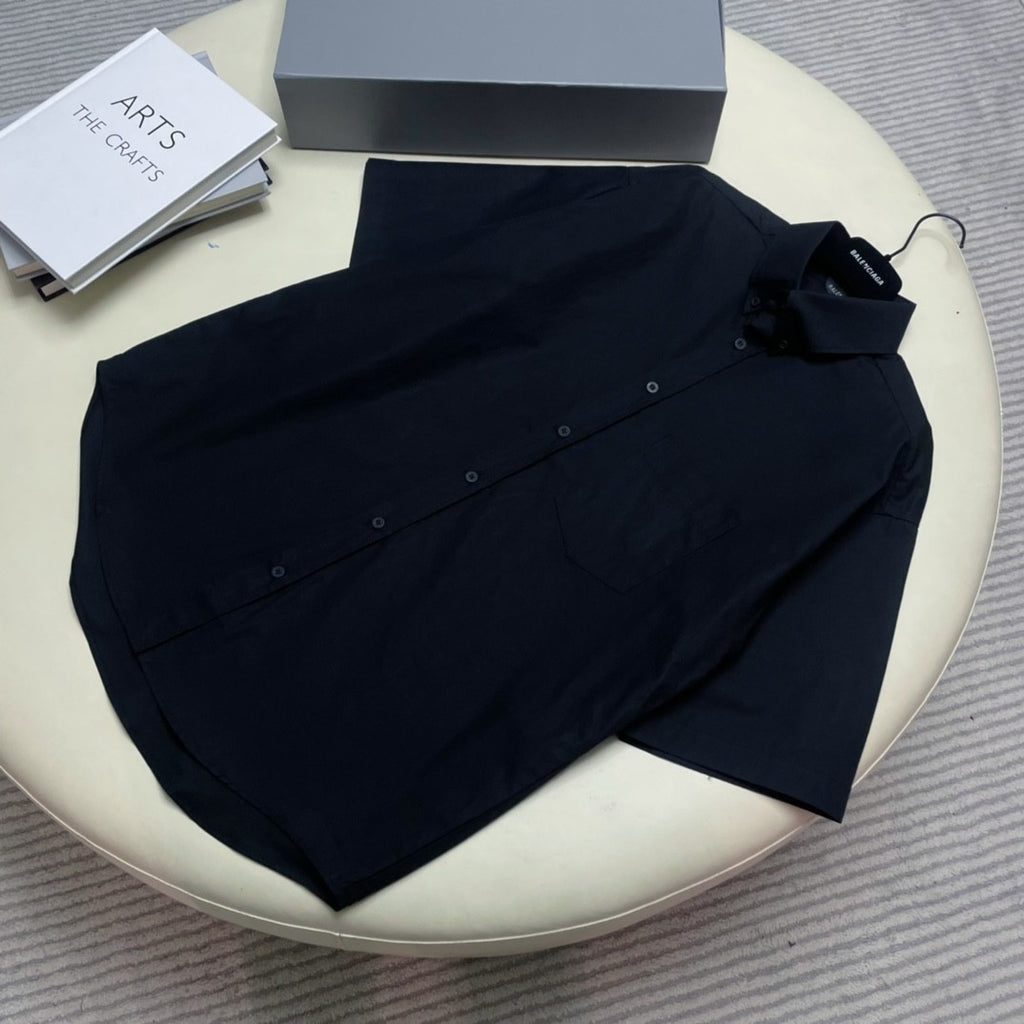 Balenciaga Summer Black Short Sleeve Letter Shirt #94145