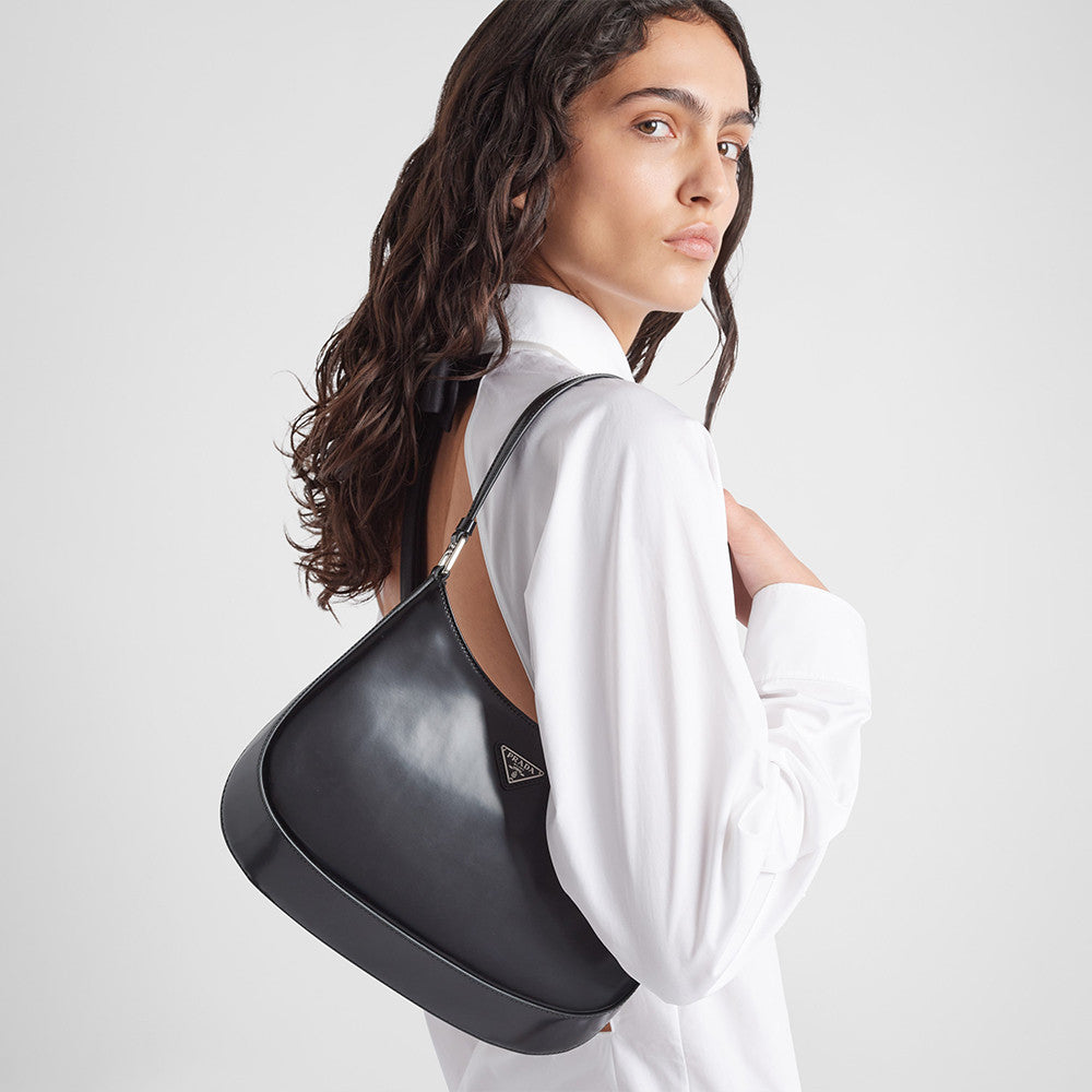 PRADA Black Prada Cleo Brushed Leather Shoulder Bag #336148