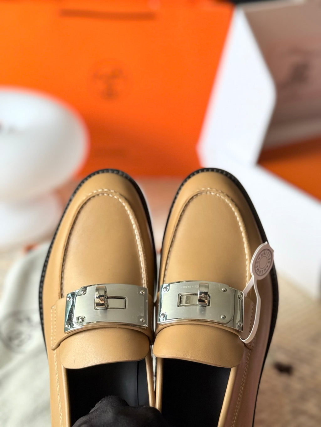 Hermes Hot loafer Beige #334035