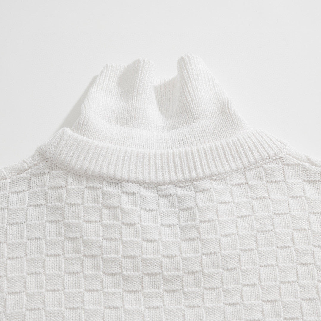 Louis Vuitton Damier Polo Neck Knitted Long Sleeve Pullover Sweater #21884