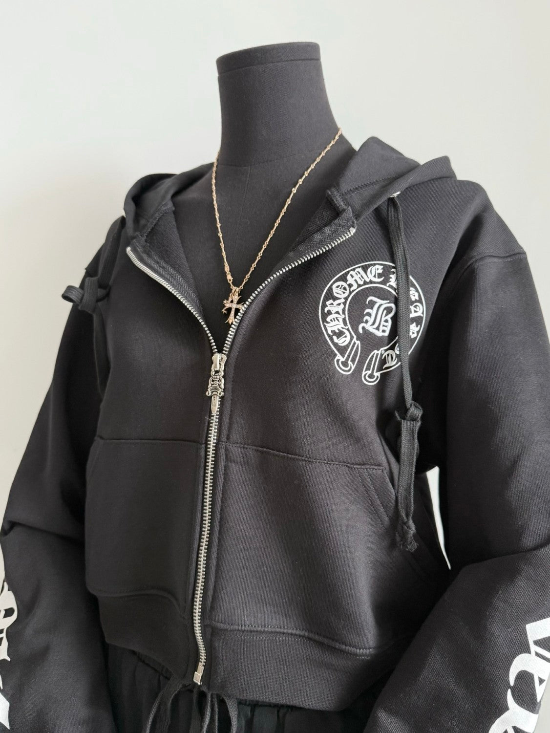 Chrome Hearts Women's And Men's Fashion Casual Solid Color Hooded Zipper Pullover with Letter Print Pattern Loose Fit Jacket #78493