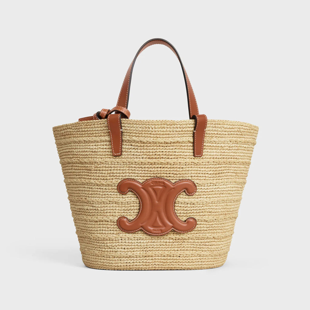 Celine Women's Teen Supple Classic Panier In Raffia Logo Calfskin Pure Color Casual Shoulder Handbag Tote Bag Bags 115802FF7.04LU #81278