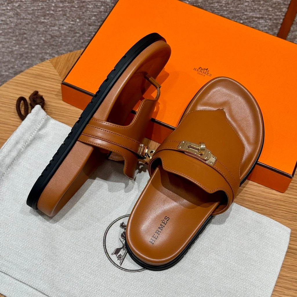 Hermes Men Women Spring Summer Autumn Empire Slippers Solid Color Suede Rubber Bottom Comfortable Casual Flat Sandals Shoes #81196