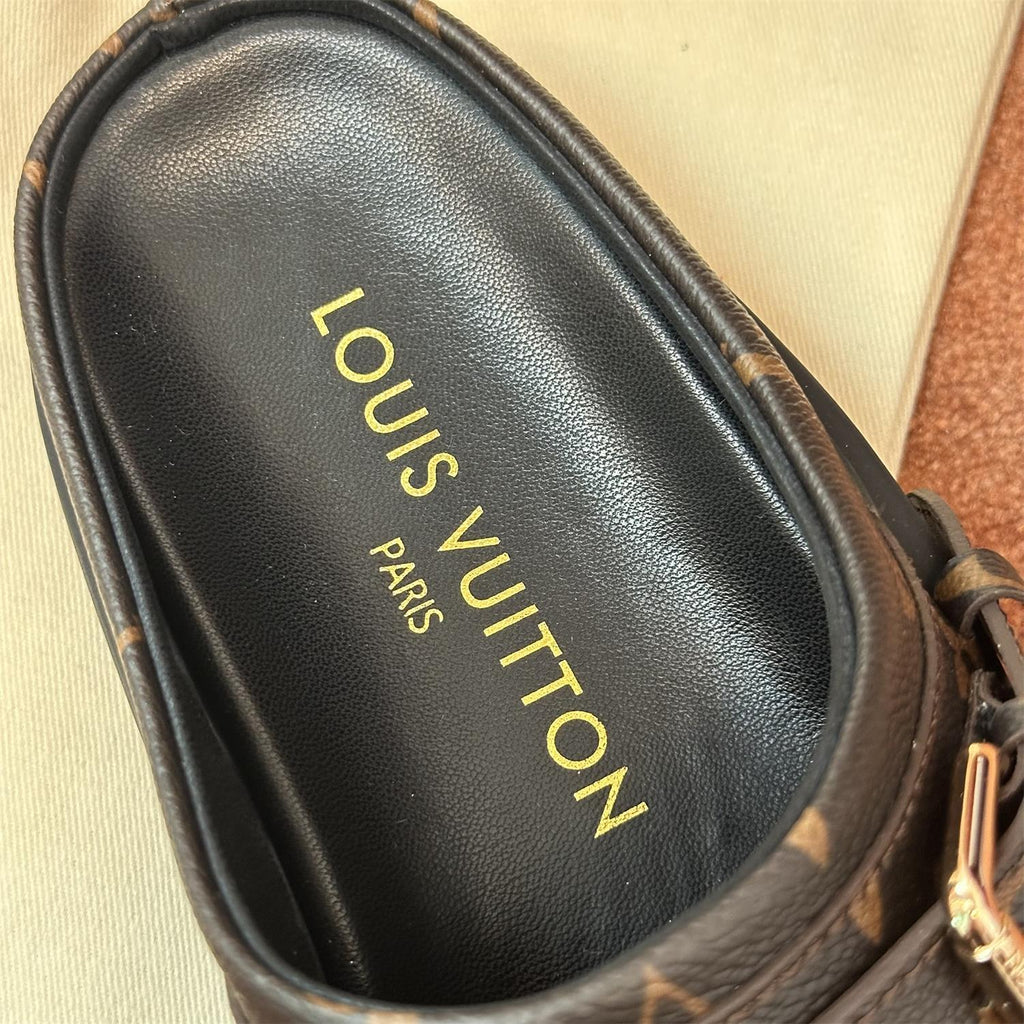 Louis Vuitton LV To-Go Comfort Women's Summer Alphabet Print Suede Leather Birkenstock Sandals Shoes #77536