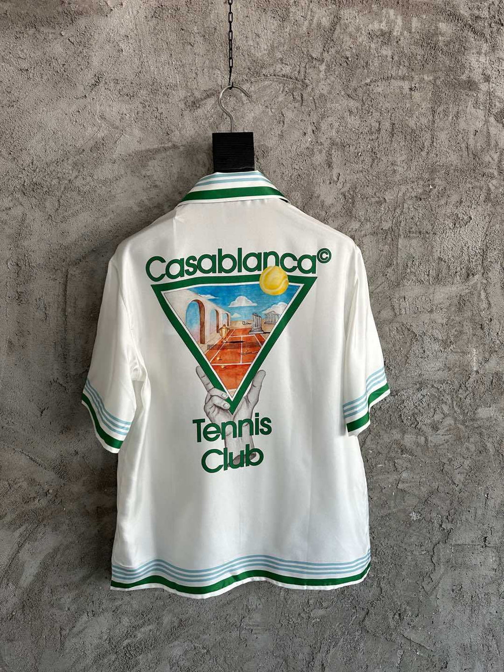 Casablanca Metaphysical Tennis Icon Short Sleeve Silk Shirt Shorts #337184