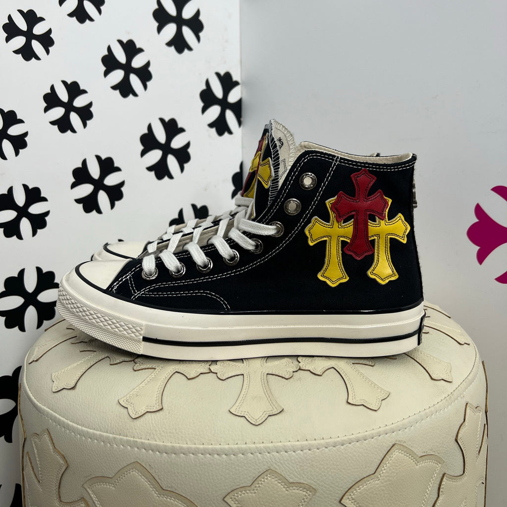 Chrome Hearts x Converse Men's And Women's Spring/fall Fashion Casual Round Toe Lace Up Flat High Top Canvas Sneakers Shoes #79323