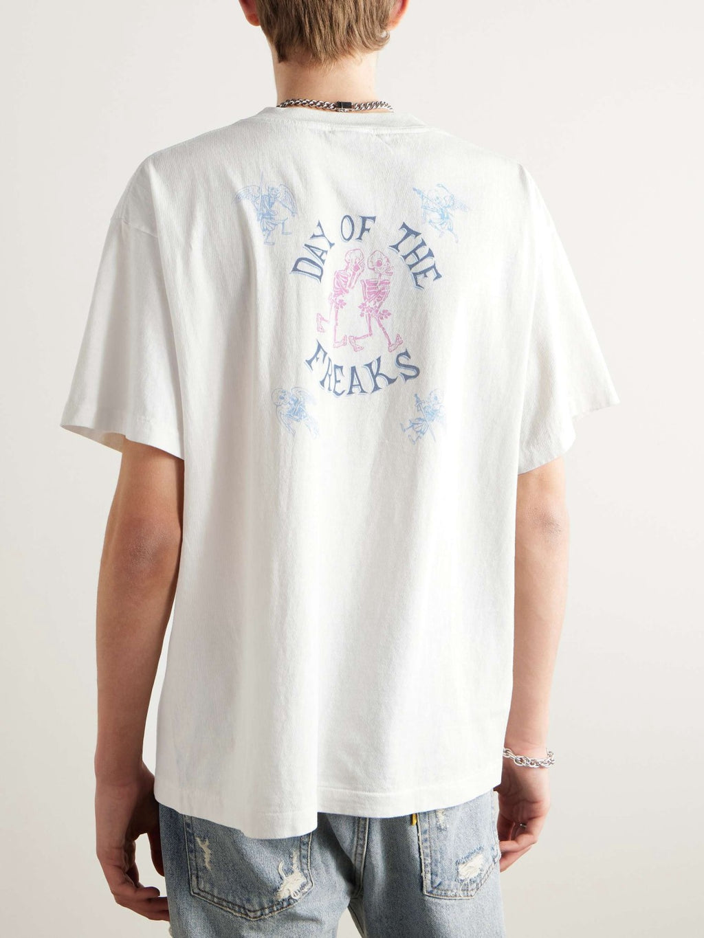 Saint Michael Men's Summer Graffiti Letter Print Casual Retro Solid Color Short Sleeve T-Shirt Ngvp #1835