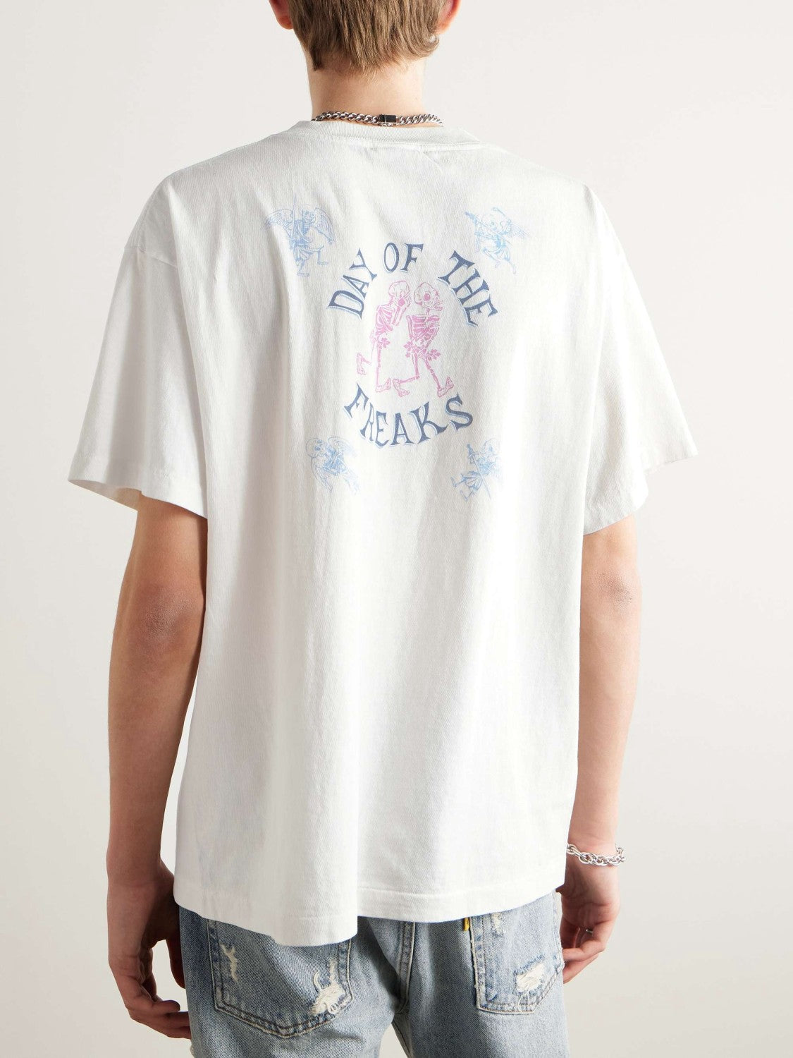 Saint Michael Men's Summer Graffiti Letter Print Casual Retro Solid Color Short Sleeve T-Shirt Ngvp #1835