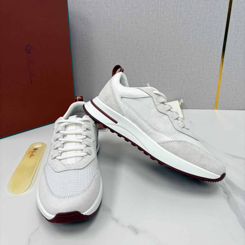Loro Piana Week End Walk Mesh Cowhide Suede Casual Sneakers #381648