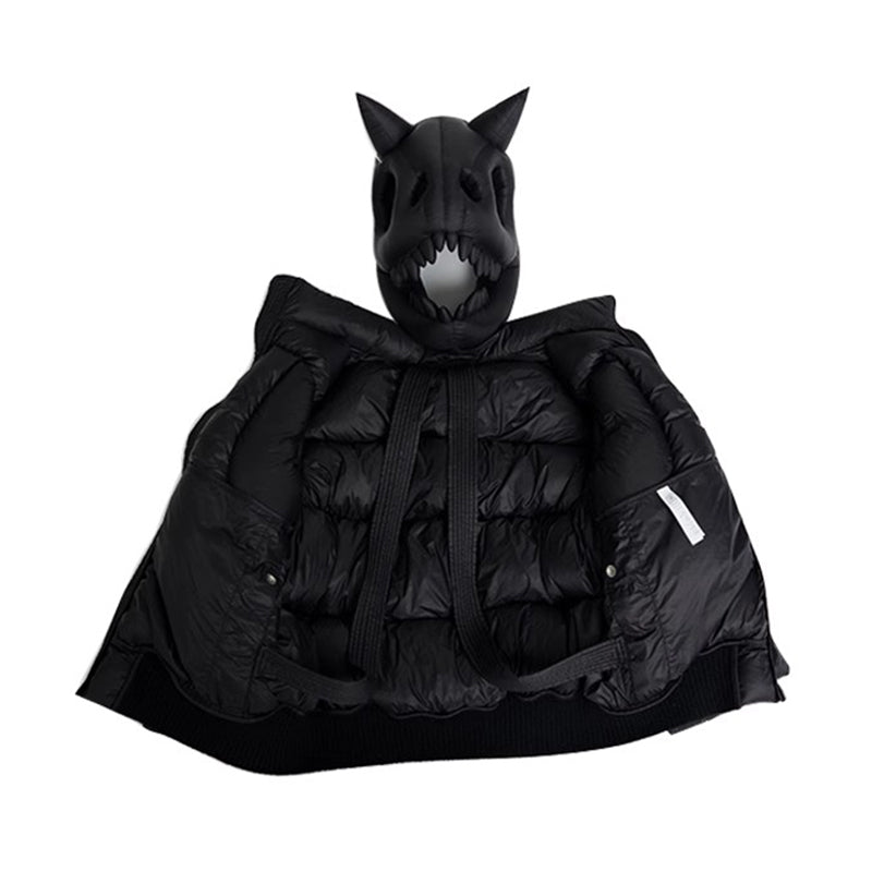 Kid's Autumn And Winter Solid Color Long Sleeve Stereoscopic Dinosaur Shaped Hat Puffer Down Jacket #31325