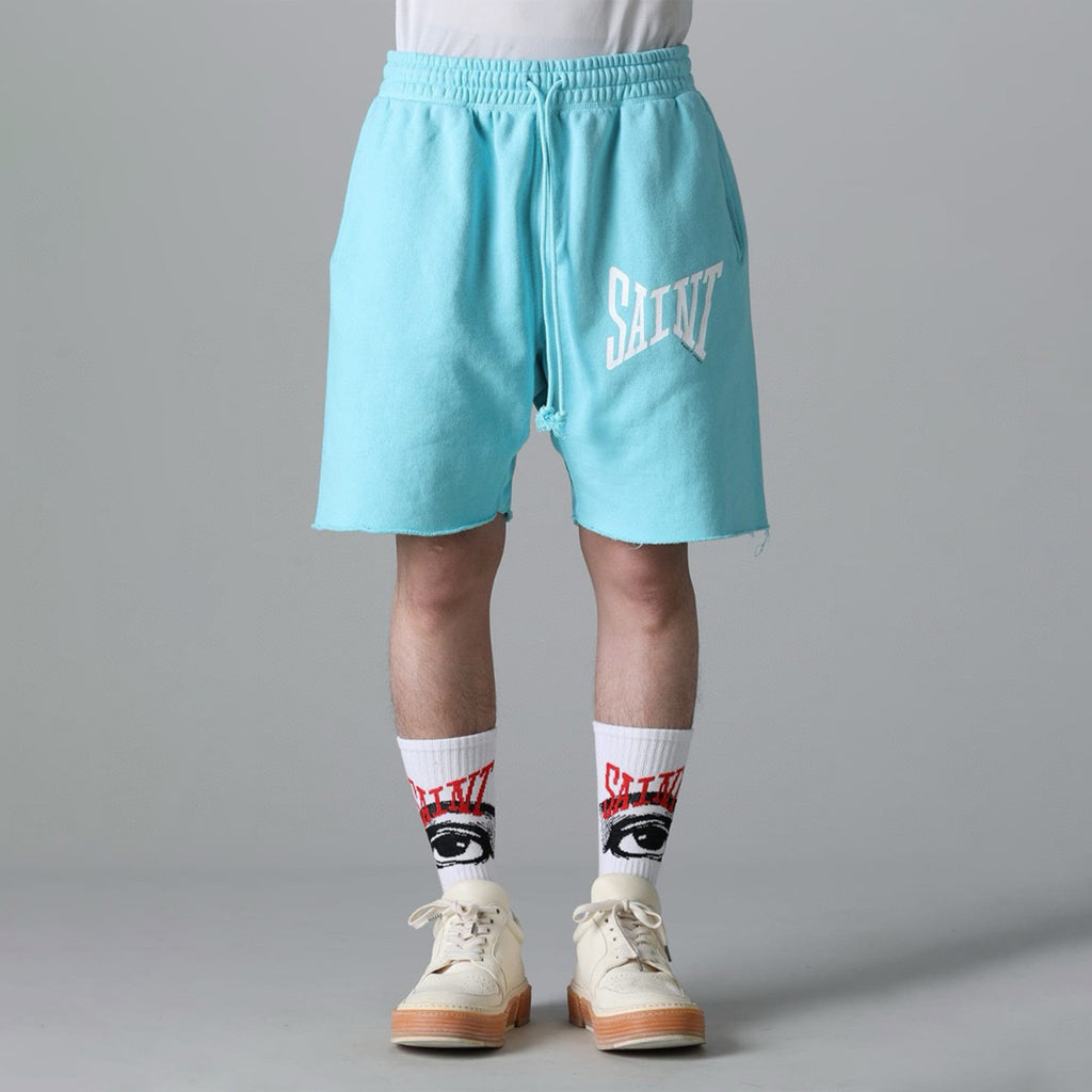 Saint Michael Men's And Women's Retro Color Blocked Fashionable High Street Trendy Casual Elastic Waist Drawstring Shorts  Ngvp #9239