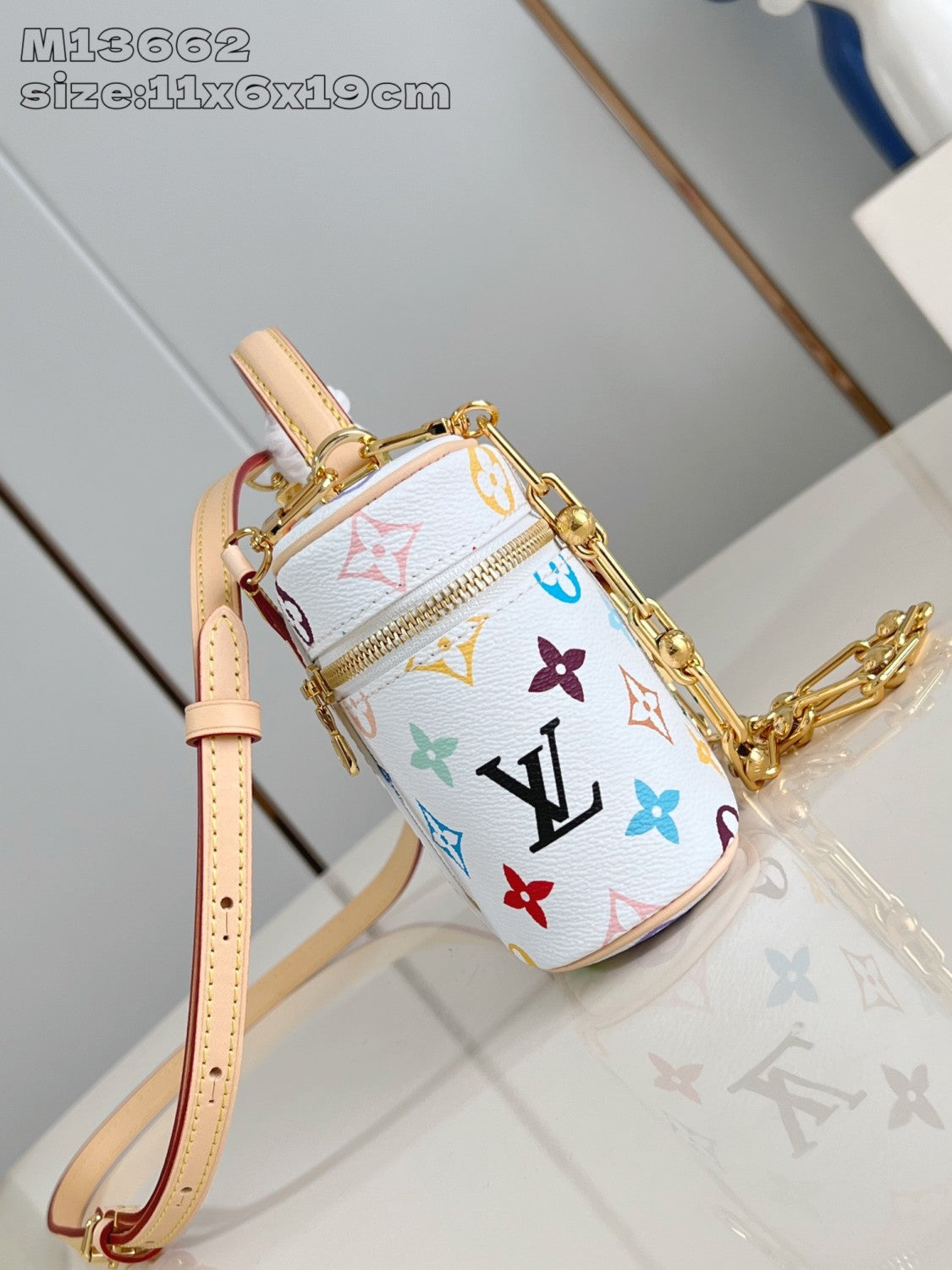 Louis Vuitton Lv X Tm Vanity Chain Pouch Women's Detachable Chain Colorful Printed Zipper Closure Coated Canvas Shoulder Crossbody Handbag Bag Bags #75242