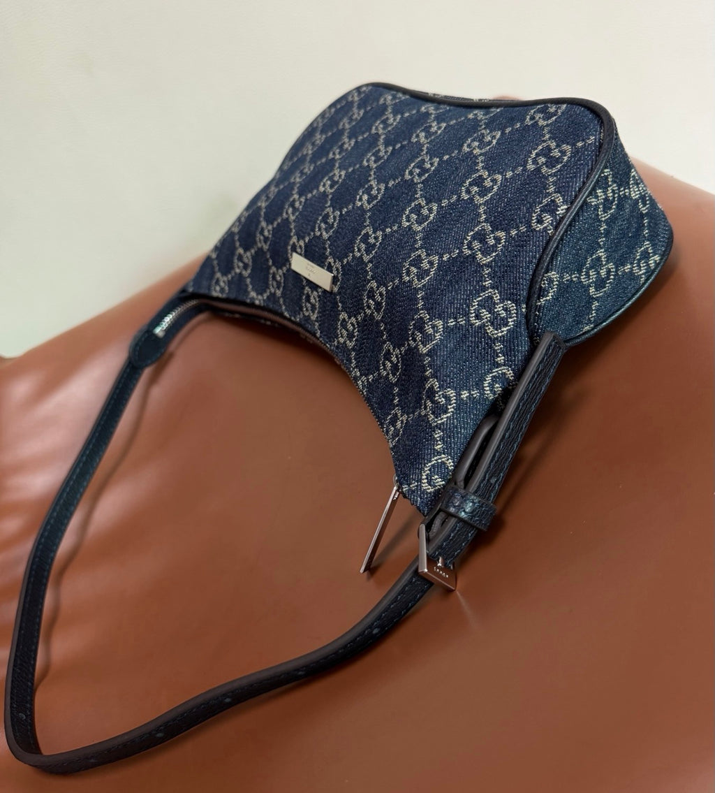 GUCCI Lady Lunetta Small Shoulder Bag GG Denim #384081