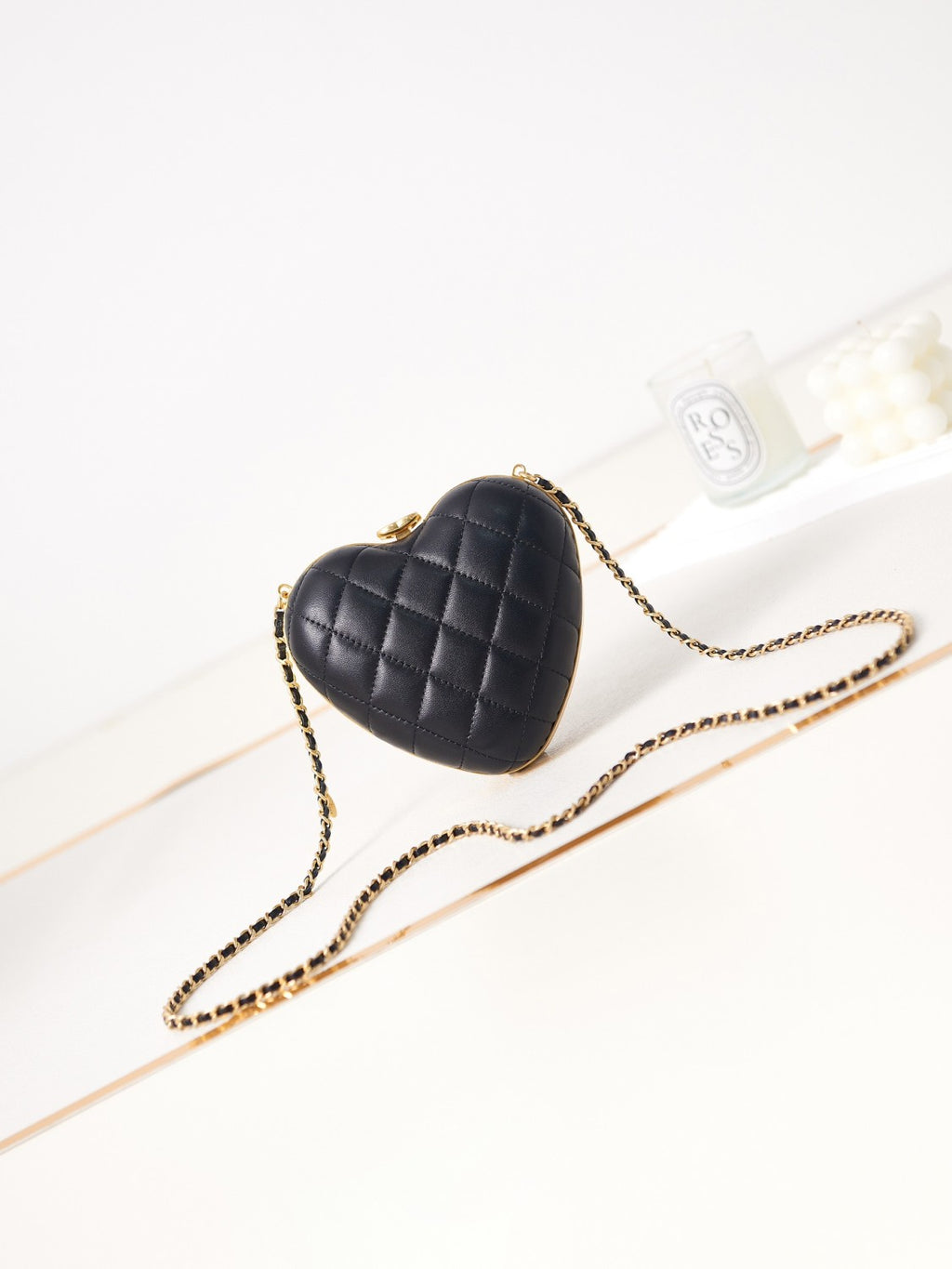 Chanel Women's Hollow-Design Chain Heart Clutch Bag Casual Leather Solid-Color Evening Bag Single-Shoulder Crossbody Bag Bags AS4027-B10729-94305 #81563