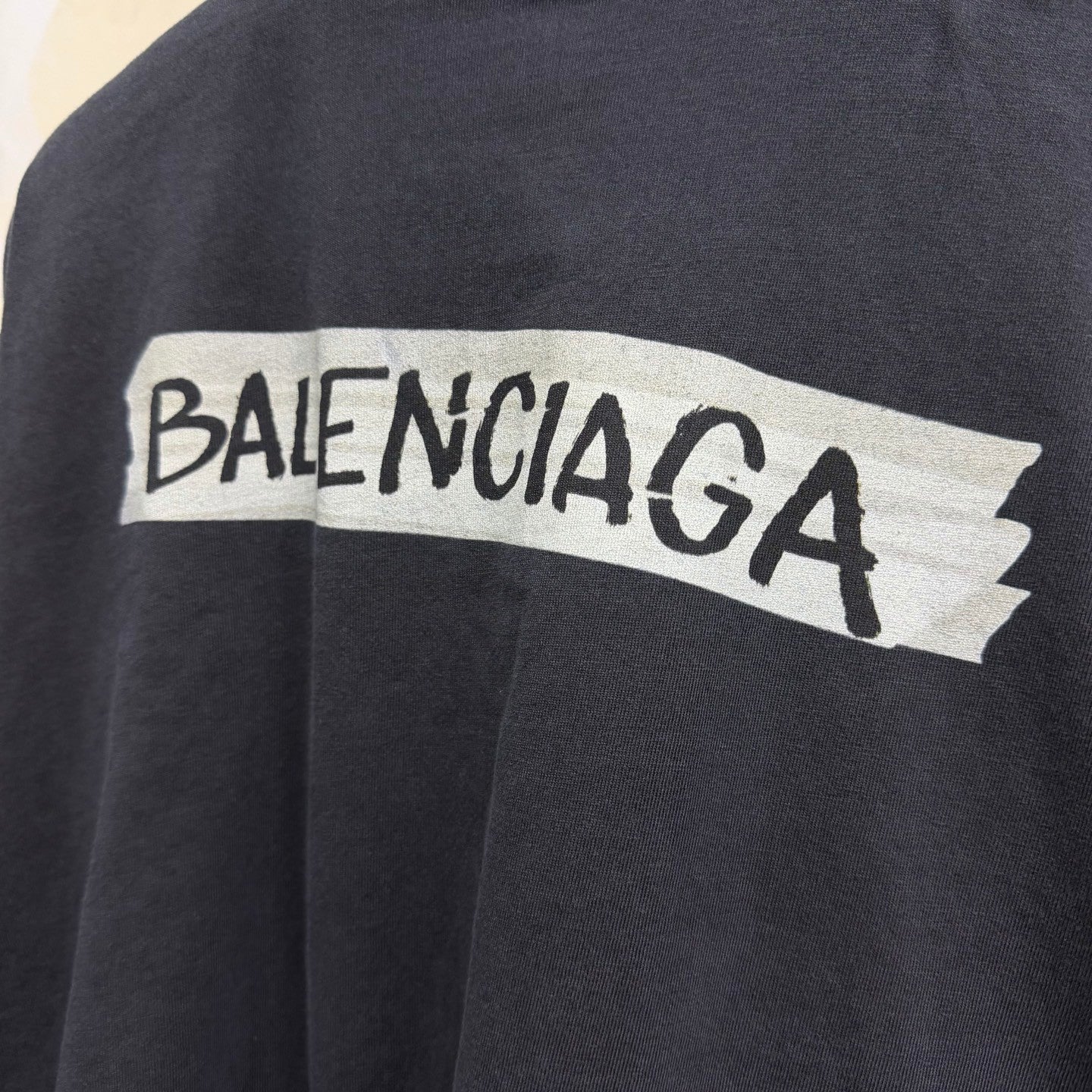 Balenciaga Top-quality Version Men's Masking Tape Long Sleeve T-shirt Large Fit in Faded Black #336737