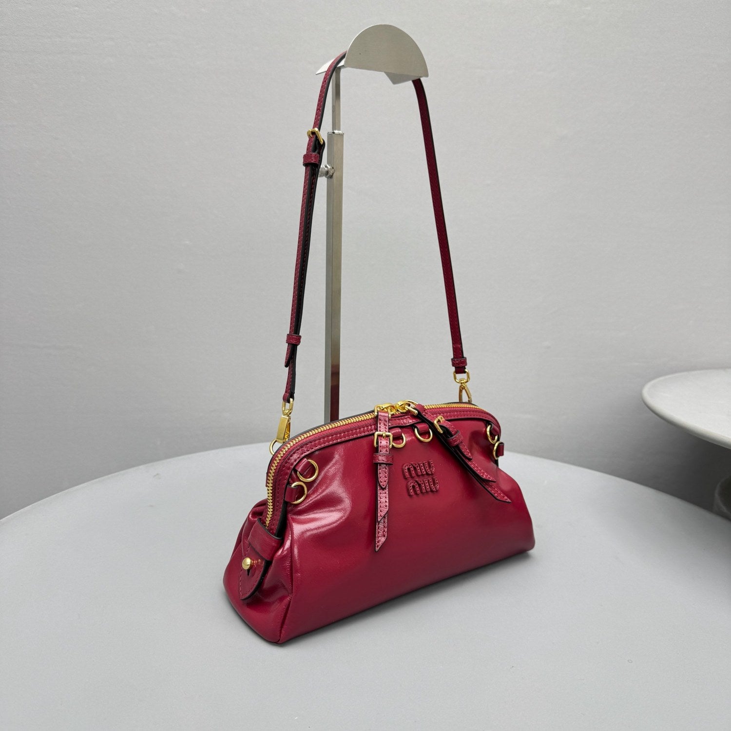 MiuMiu Women's Caprice Calfskin Small Backpack Shoulder Bag Fashionable Brown Clutch Retro Brown 5BF131 #195045