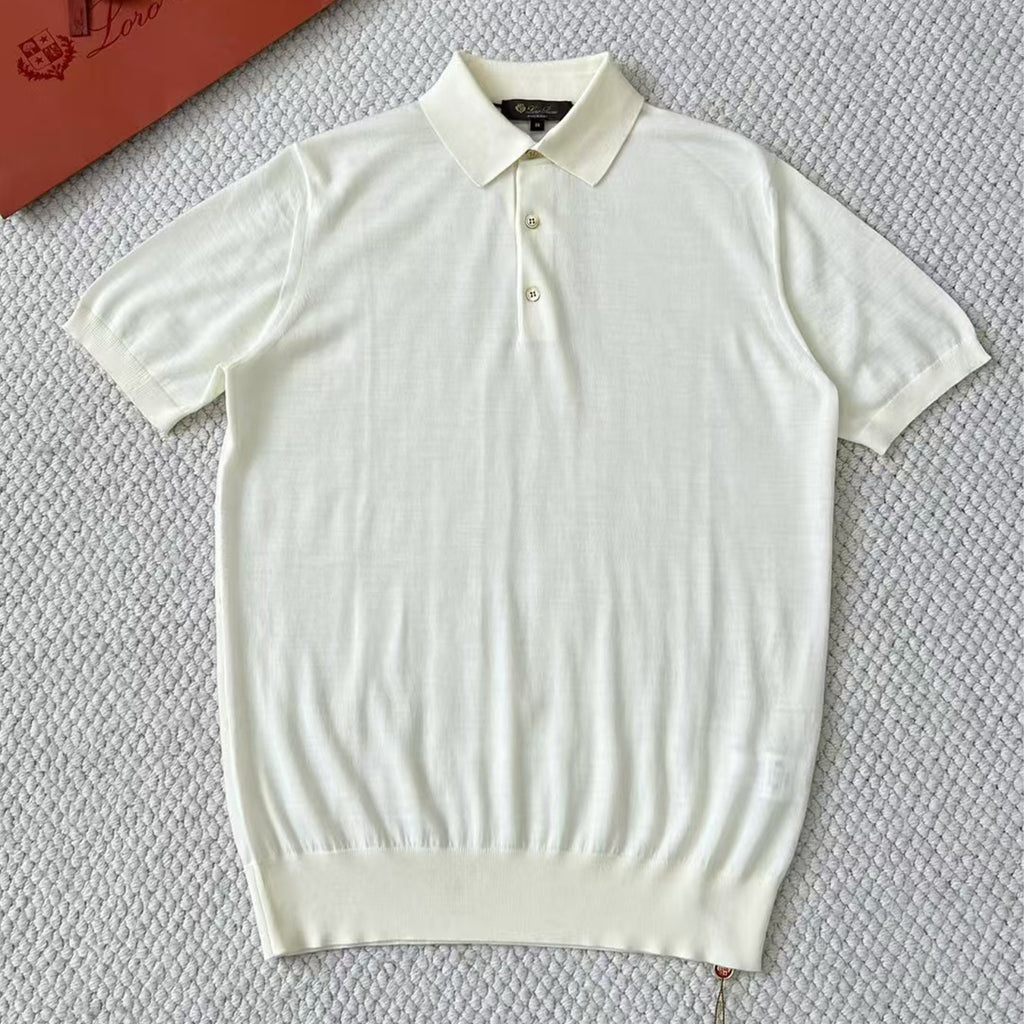 Loro Piana King's Gift® Men's Polo Shirt Spring Summer Fashion Casual Button Short Sleeve Top Knitted T-shirt Lapel Men's Clothes Ngvp #9957