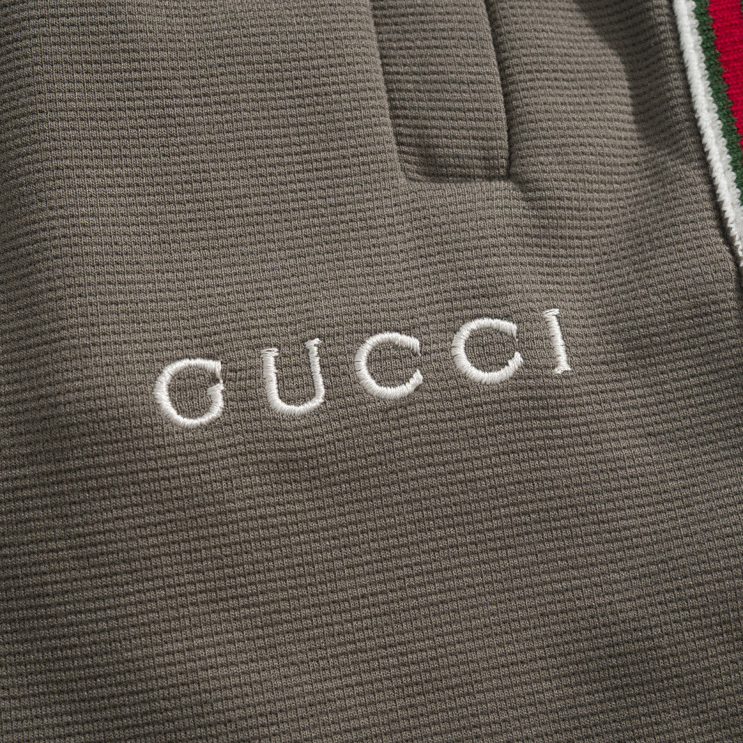 GUCCI Embroidered Logo Cotton Piqué Shorts #377960