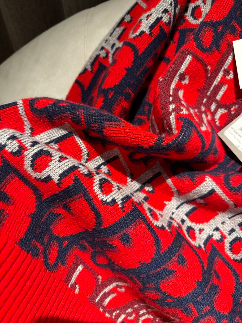 DIOR Dior Oblique Sweater Red Wool Jacquard #375646