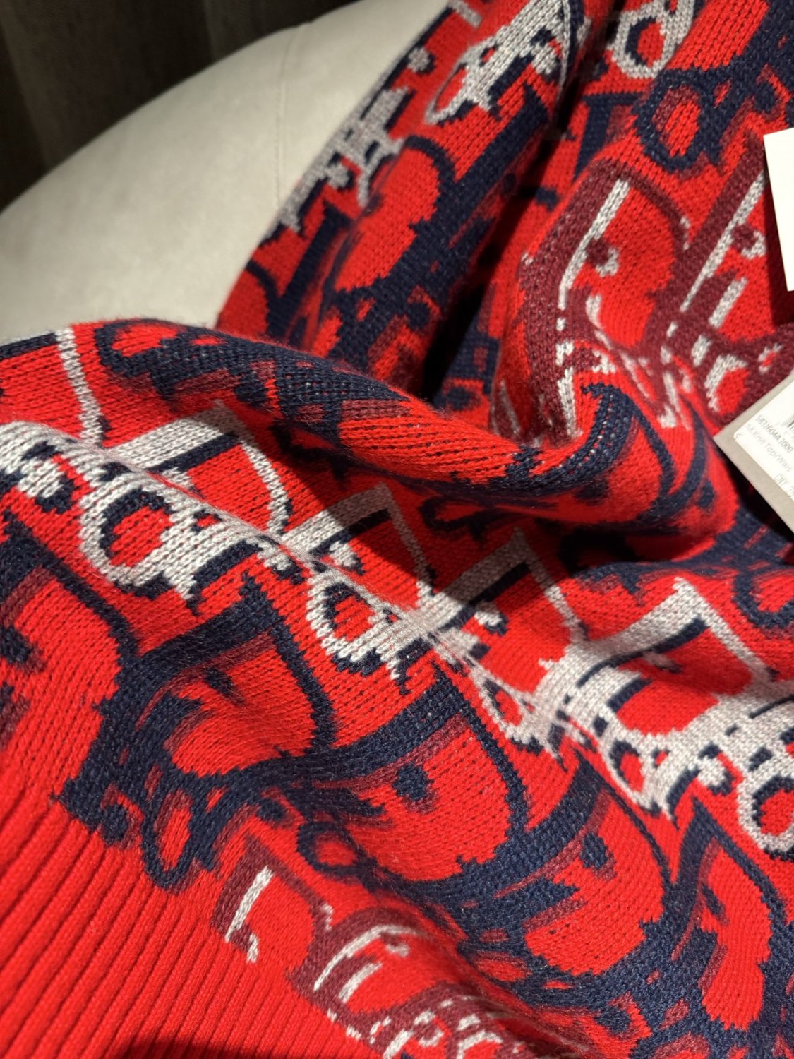 DIOR Dior Oblique Sweater Red Wool Jacquard #375646