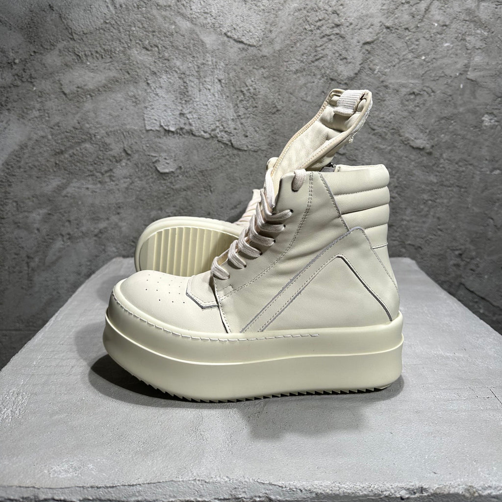 Rick Owens Men's And Women's Fall/winter Fashion Casual Round Toe Lace Up High Top Thick Sole Side Zip Sneakers Shoes #79252