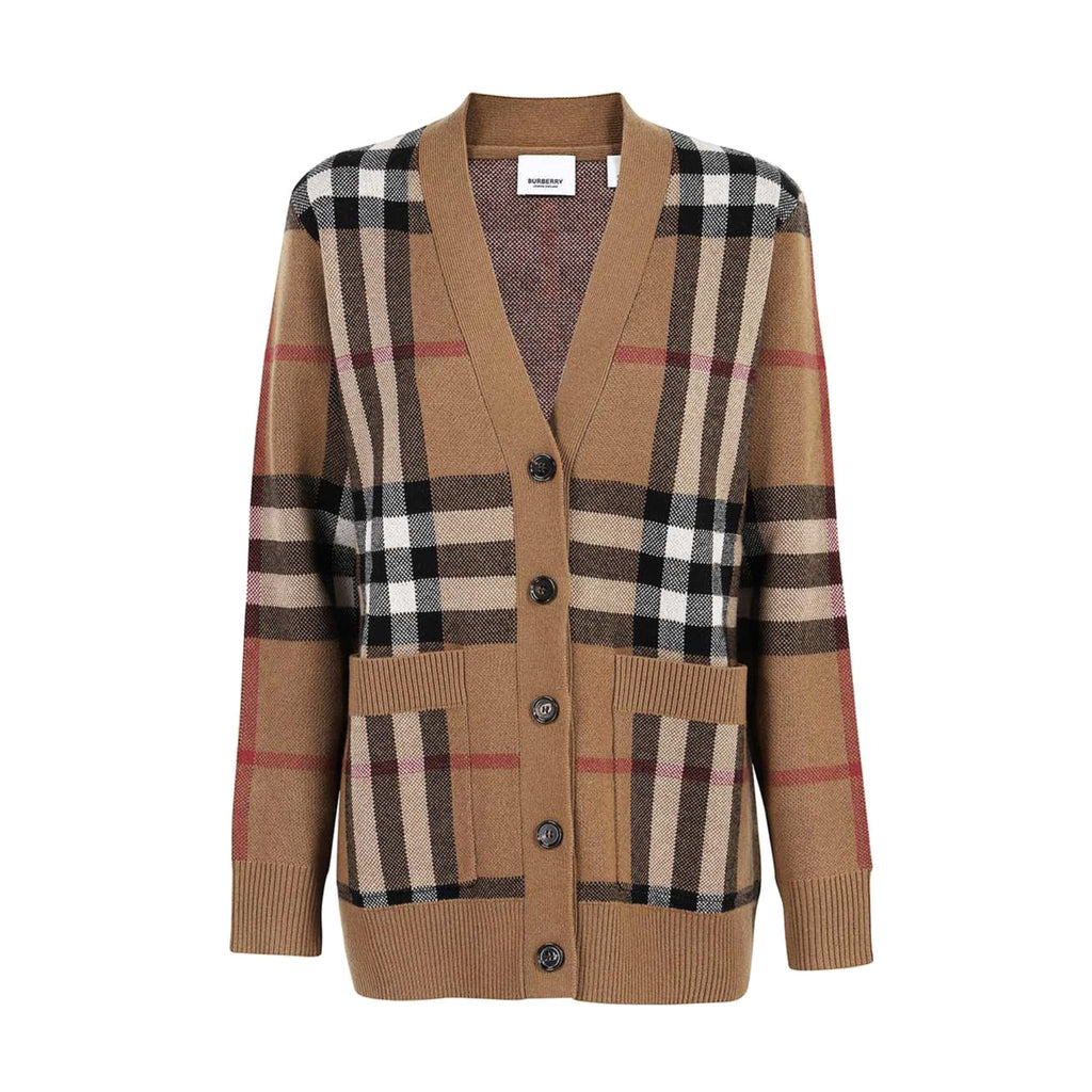 Burberry Men's Spring And Fall Plaid Print Wool Blend Single Breasted V-neck Long Sleeved Knit Cardigan Jacket #74819