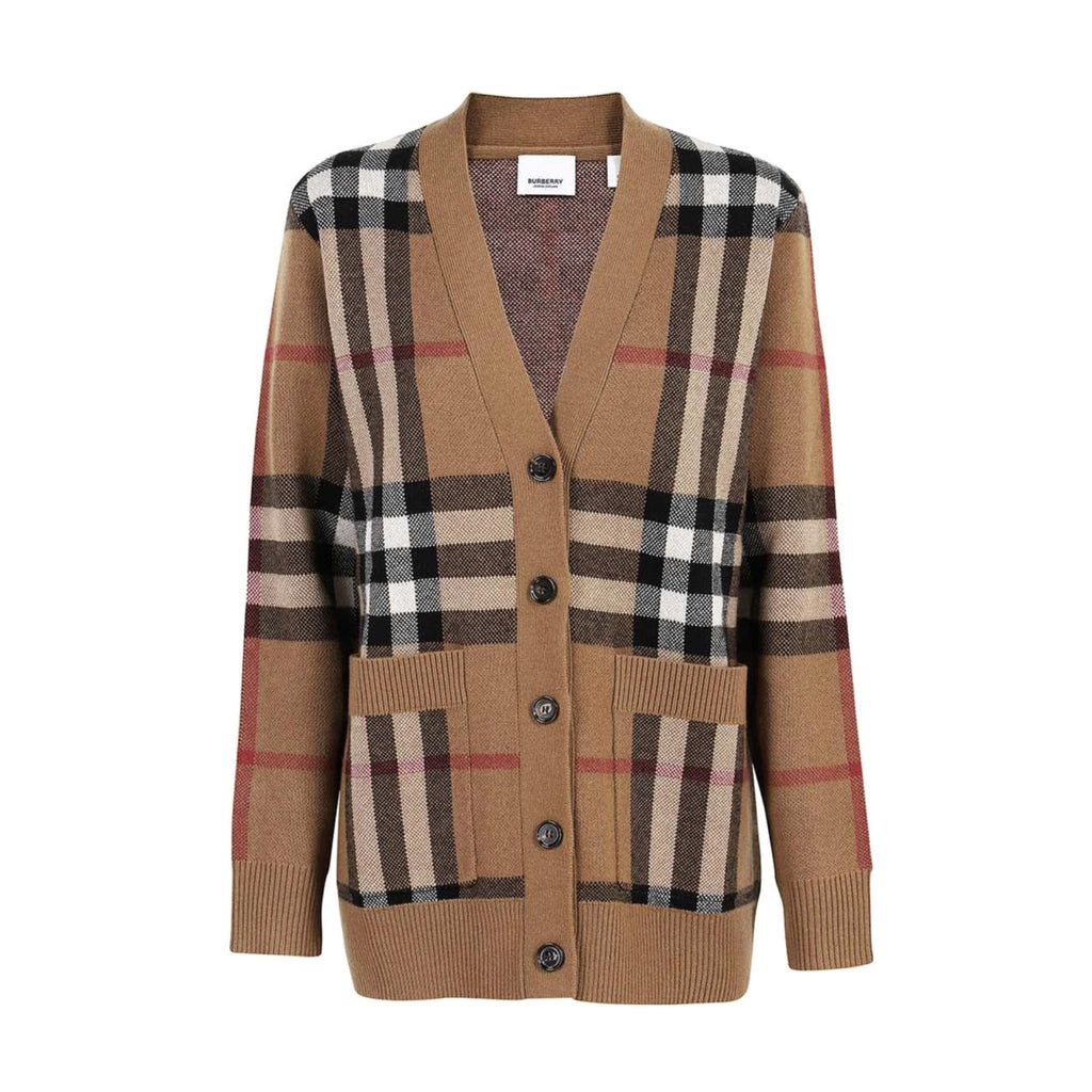 Burberry Men's Spring And Fall Plaid Print Wool Blend Single Breasted V-neck Long Sleeved Knit Cardigan Jacket #74819
