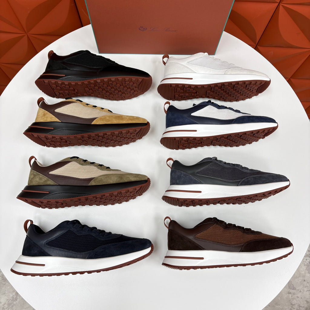 Loro Piana Week End Walk Mesh Cowhide Suede Casual Sneakers #381648