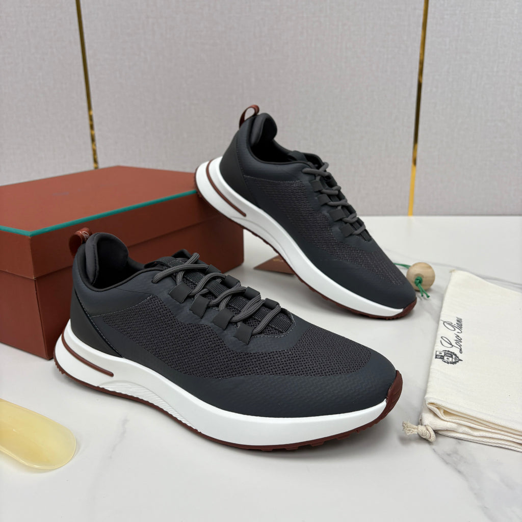 Loro Piana Week End Walk Mesh Cowhide Suede Casual Sneakers #381648